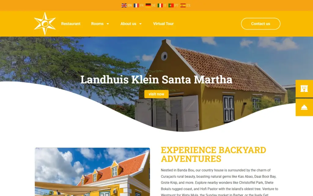 Landhuis Klein Santa Martha – Website Desktop 1